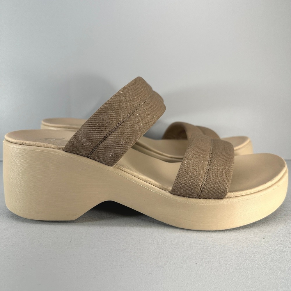 Skechers Sandals Women 10 Mocha Brown Platform Wedge Luxe Foam Slide NEW 119415